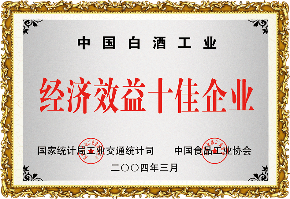 中國白酒經濟效益十佳企業(yè)
